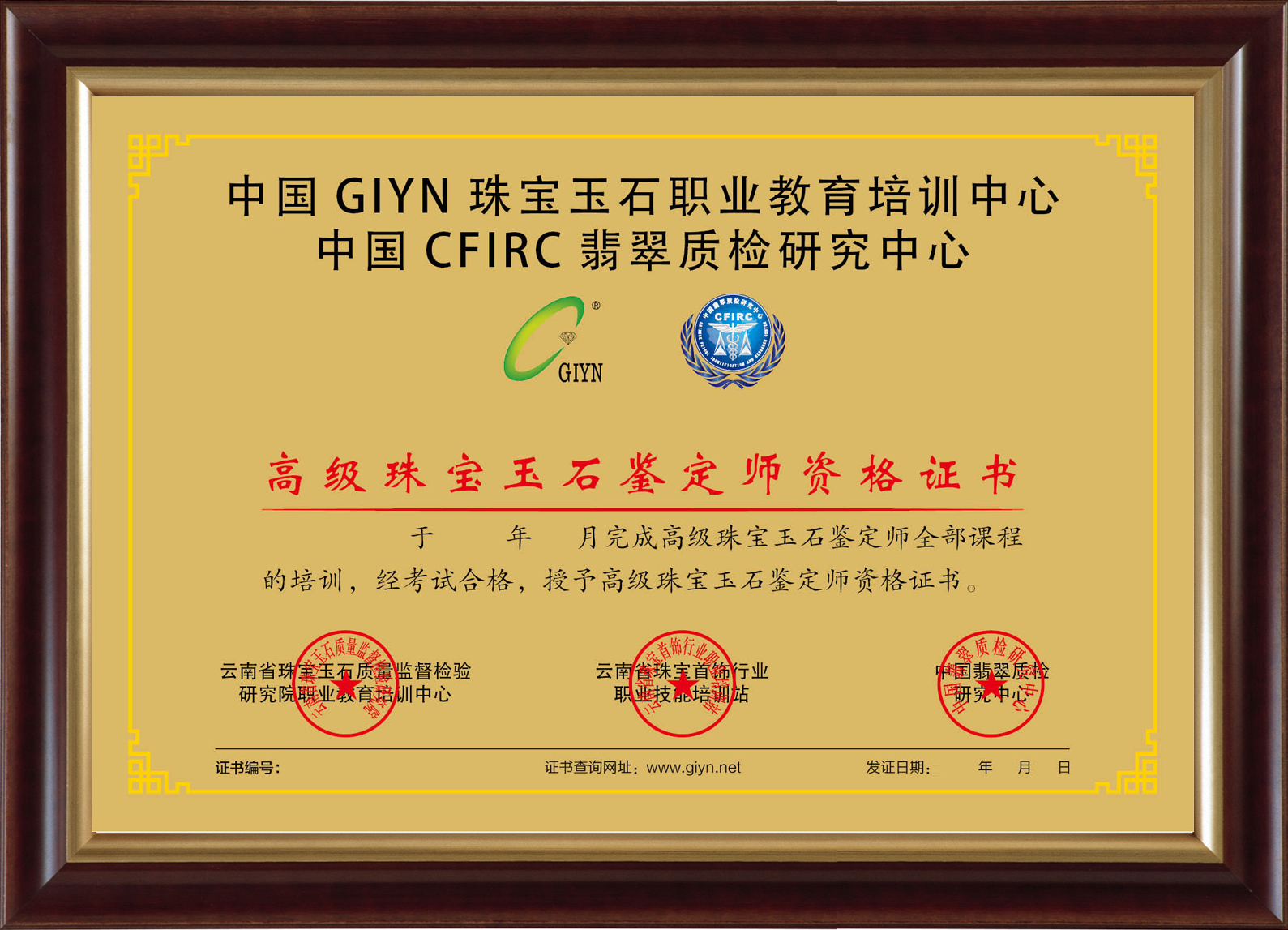 高级珠宝玉石鉴定师证书模板.jpg